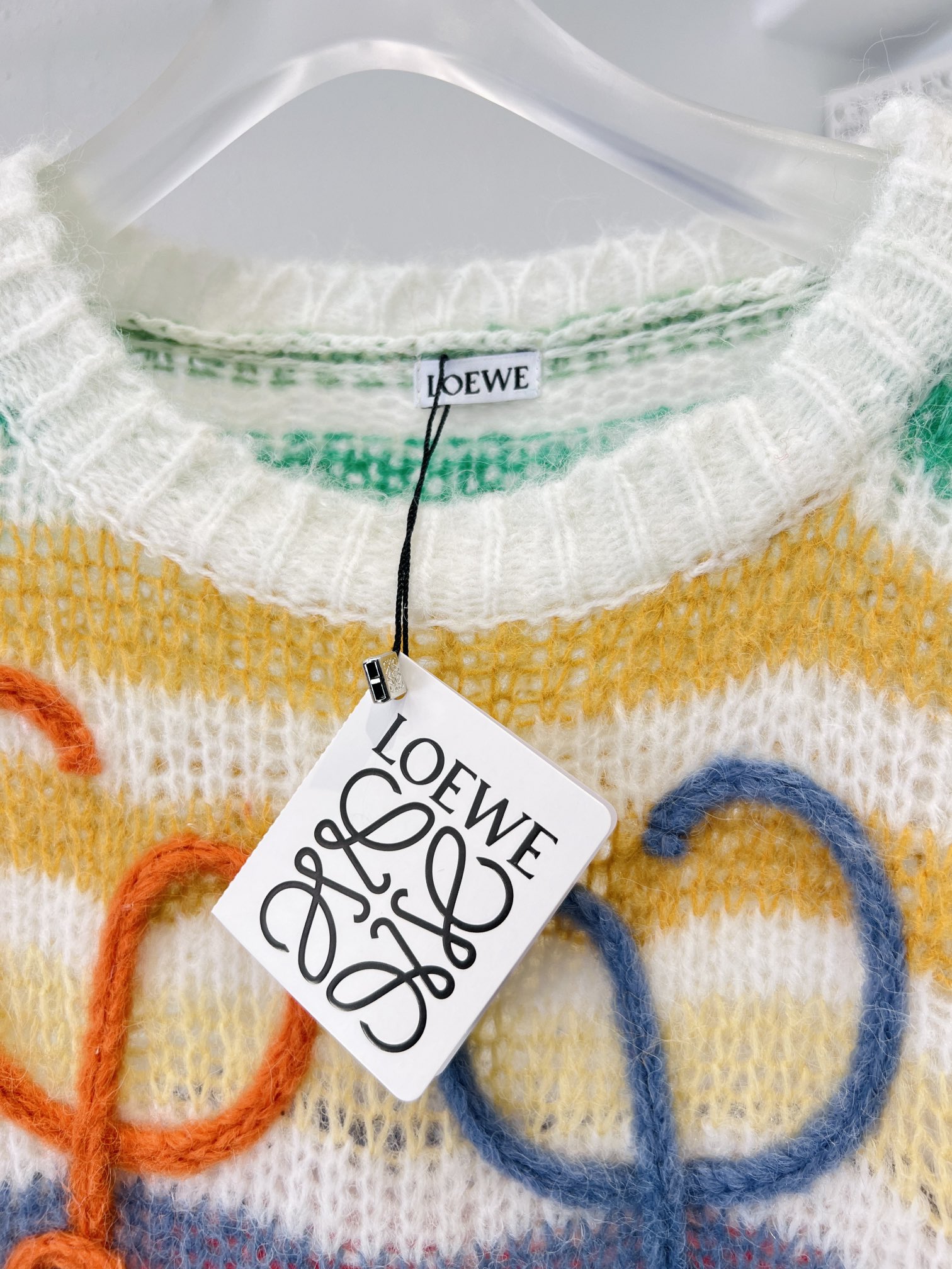Bagsaaa L0ew* Stripe Mohair Sweater White Multicolor