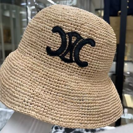 Bagsaaa Ce1i*e Triomphe Bucket Hat In Raffia
