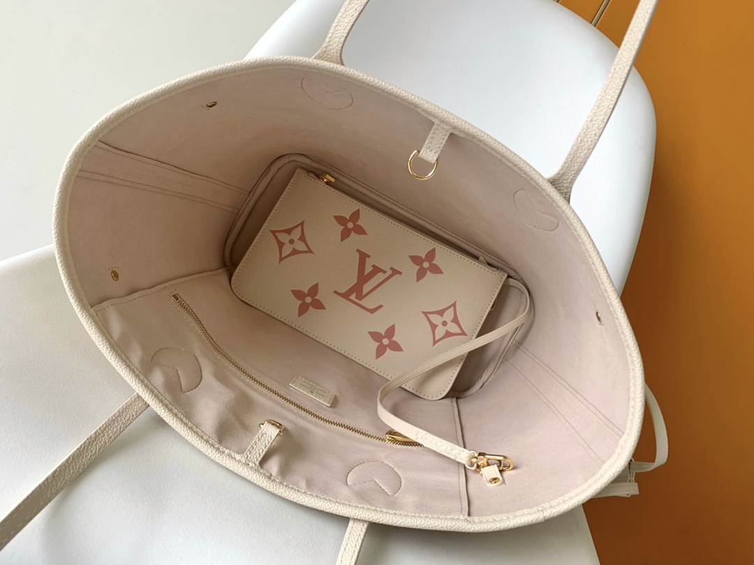 Bagsaaa L0vis Vvtt0n M21579 Neverfull MM Crème Beige / Rose Trianon Pink - 31 x 28 x 14 cm