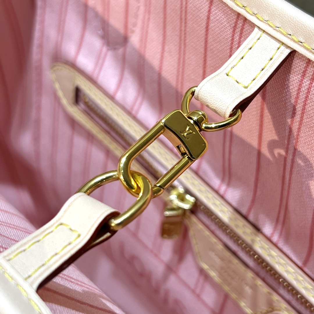 Bagsaaa L0vis Vvtt0n Neverfull MM Damier Azur Rose Ballerine Pink - 31 x 28 x 14 cm