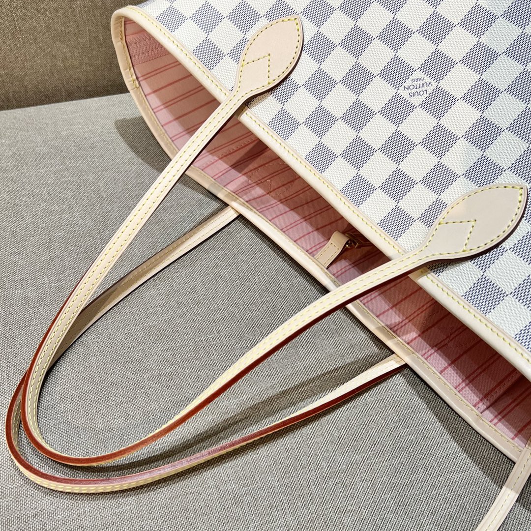 Bagsaaa L0vis Vvtt0n Neverfull MM Damier Azur Rose Ballerine Pink - 31 x 28 x 14 cm