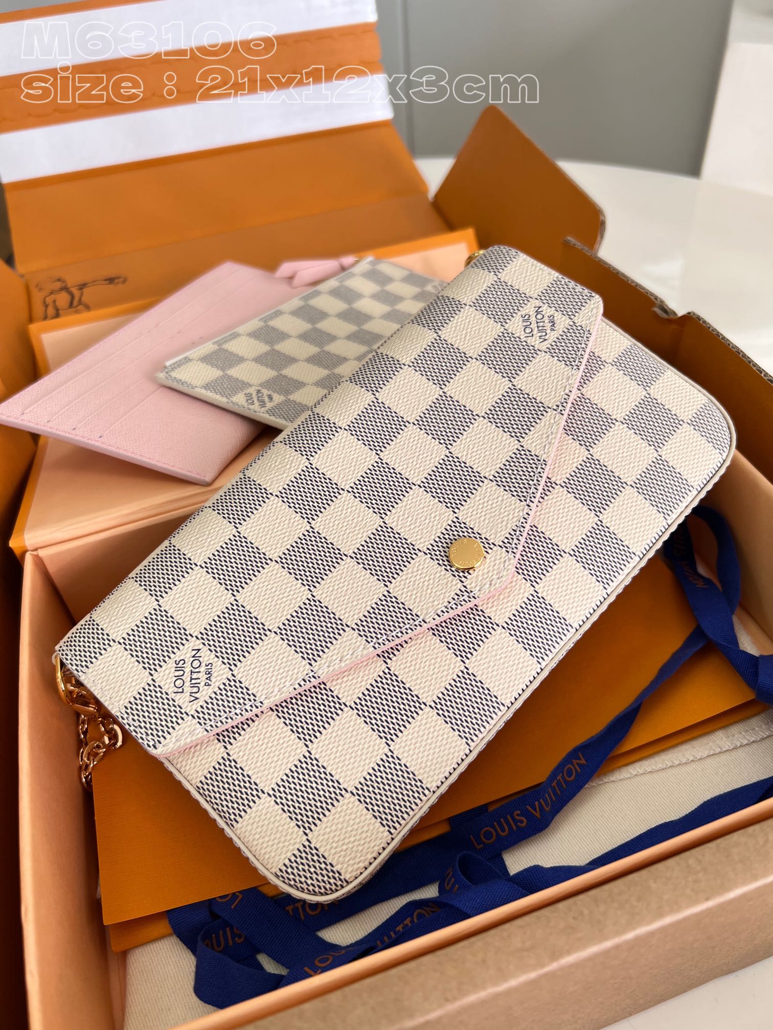 Bagsaaa L0vis Vvtt0n N40491 Pochette Félicie Bag Damier Azur - 21 x 12 x 3 cm