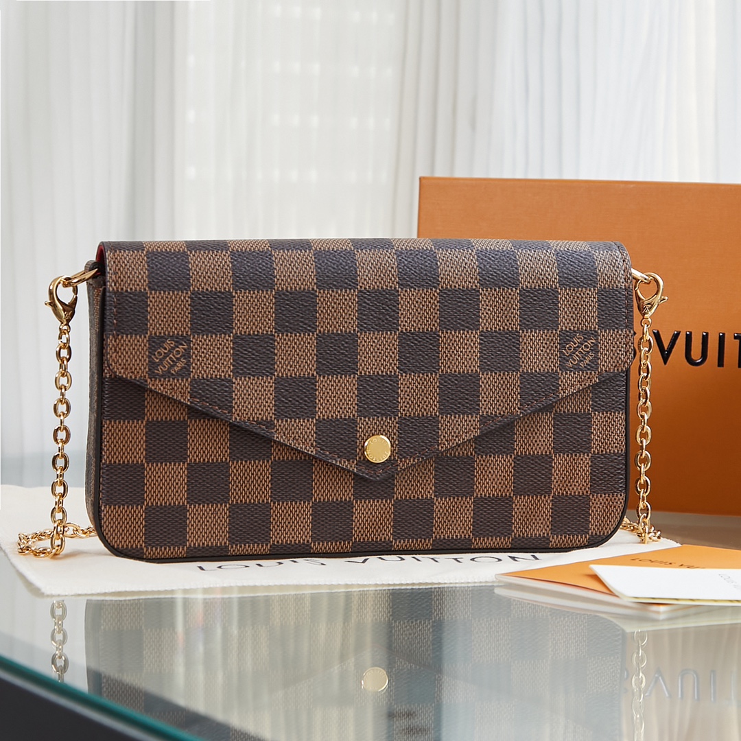 Bagsaaa L0vis Vvtt0n N40492 Félicie Pochette Damier Ebene - 21 x 12 x 3 cm