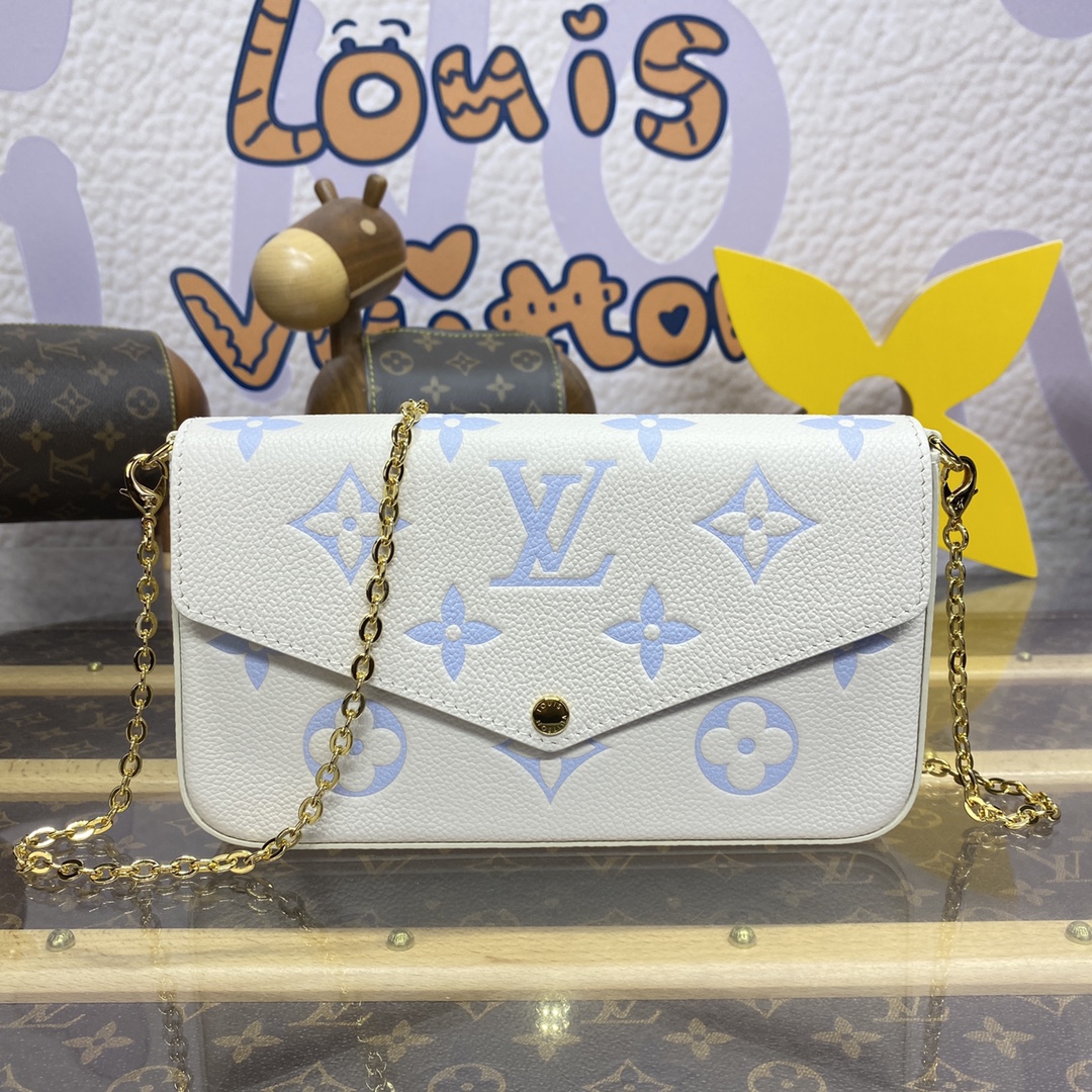 Bagsaaa L0vis Vvtt0n M83025 Félicie Pochette Latte/Candy Blue - 21x12x 3 cm