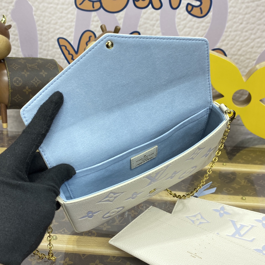 Bagsaaa L0vis Vvtt0n M83025 Félicie Pochette Latte/Candy Blue - 21x12x 3 cm