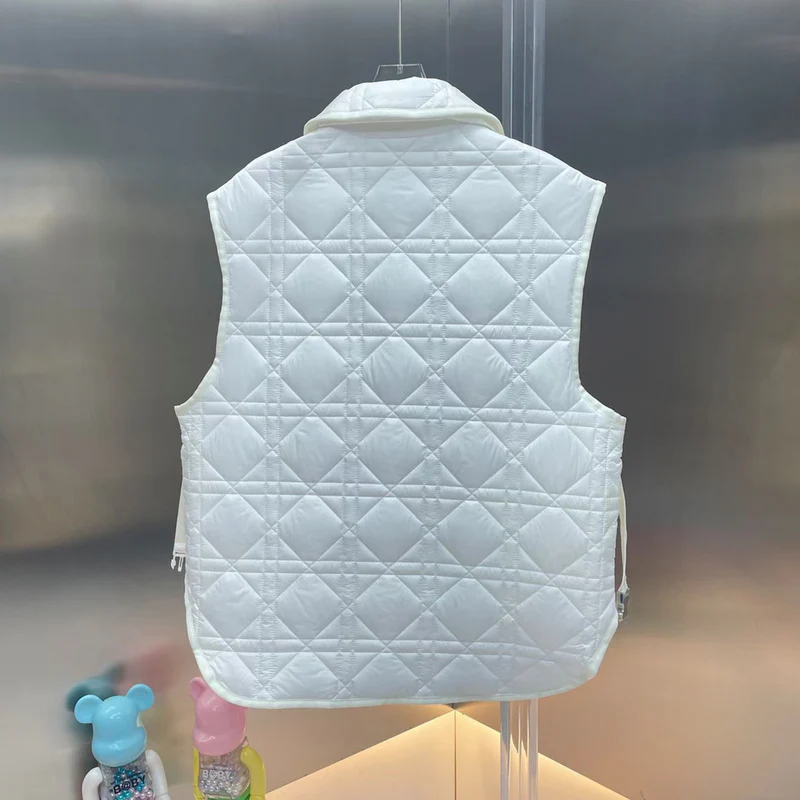 Bagsaaa D10r Women Vest White Quilted Technical Taffeta