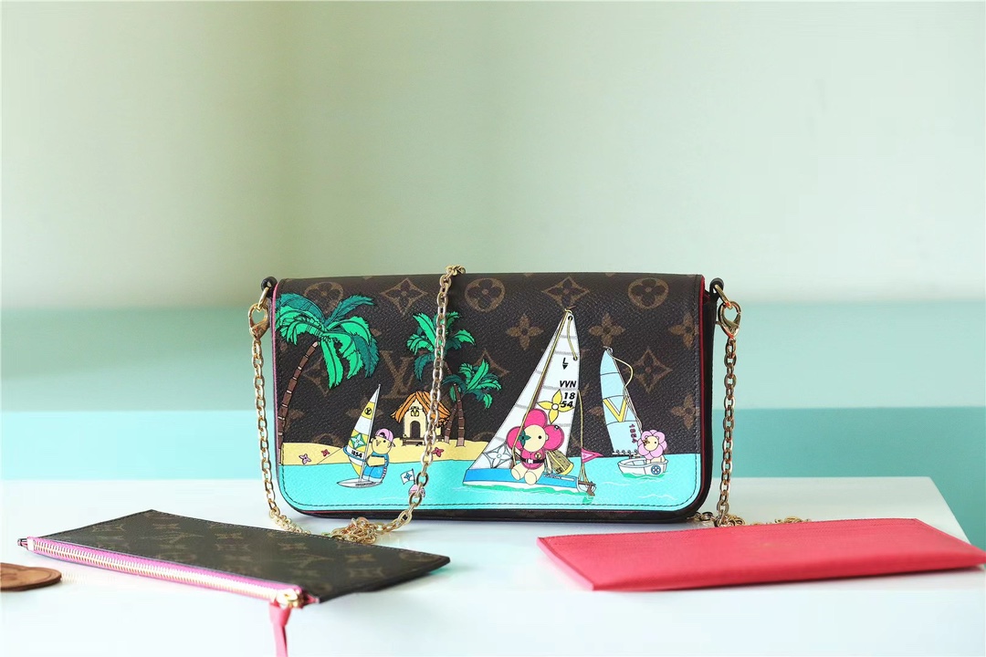 Bagsaaa L0vis Vvtt0n M82627 Félicie Pochette Dragon Fruit Pink - 21 x 12 x 3 cm
