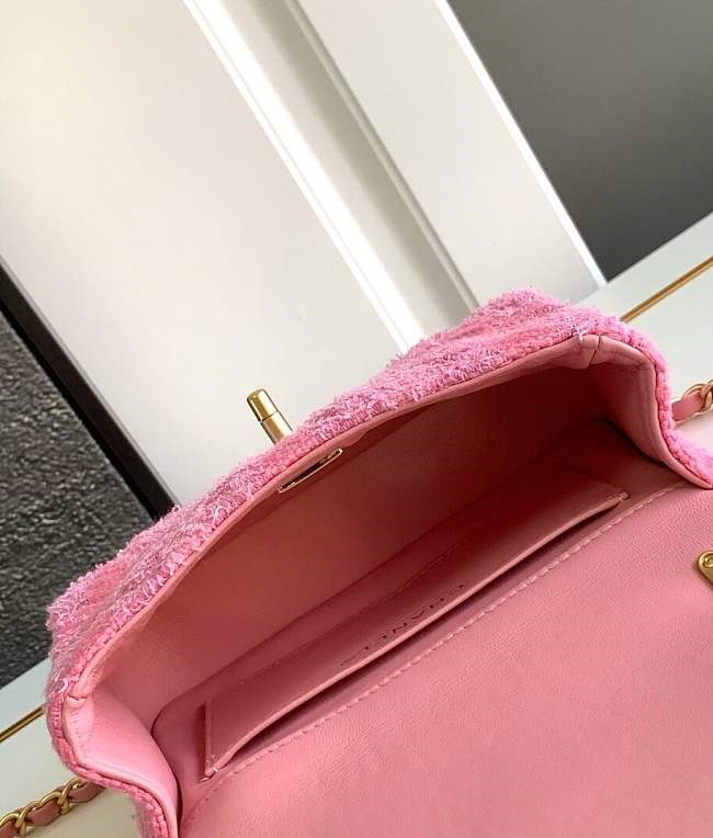 Bagsaaa Ch**el Mini Flap Bag AS4385 Pink Tweed - 12.5 × 17 × 5 cm