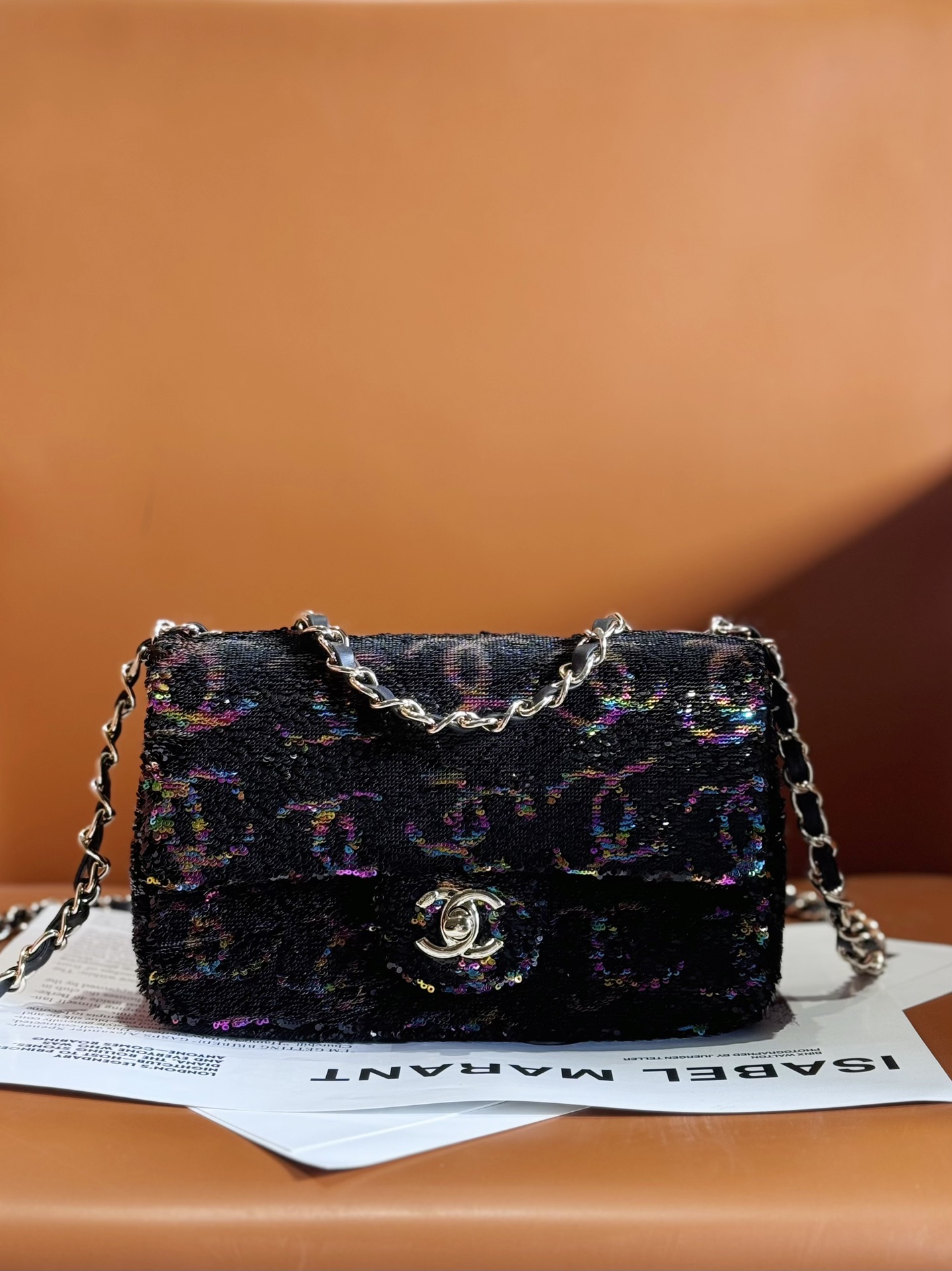 Bagsaaa Ch**el Evening Bag AS4297 Black & Multicolor - 13 × 21 × 8 cm