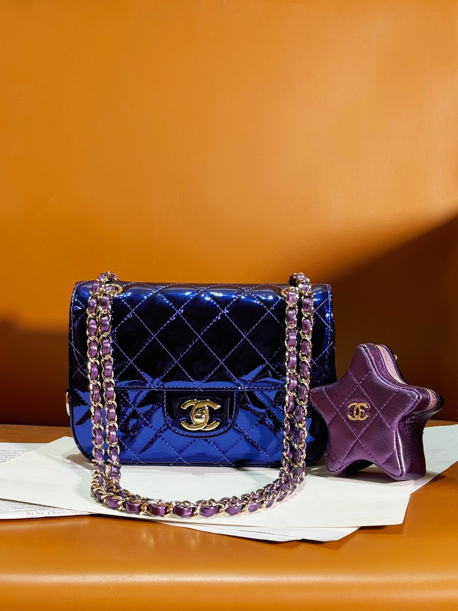 Bagsaaa Ch**el Mini Flap Bag & Star Coin Purse AS4646 Purple - 12.5 × 19 × 5 cm