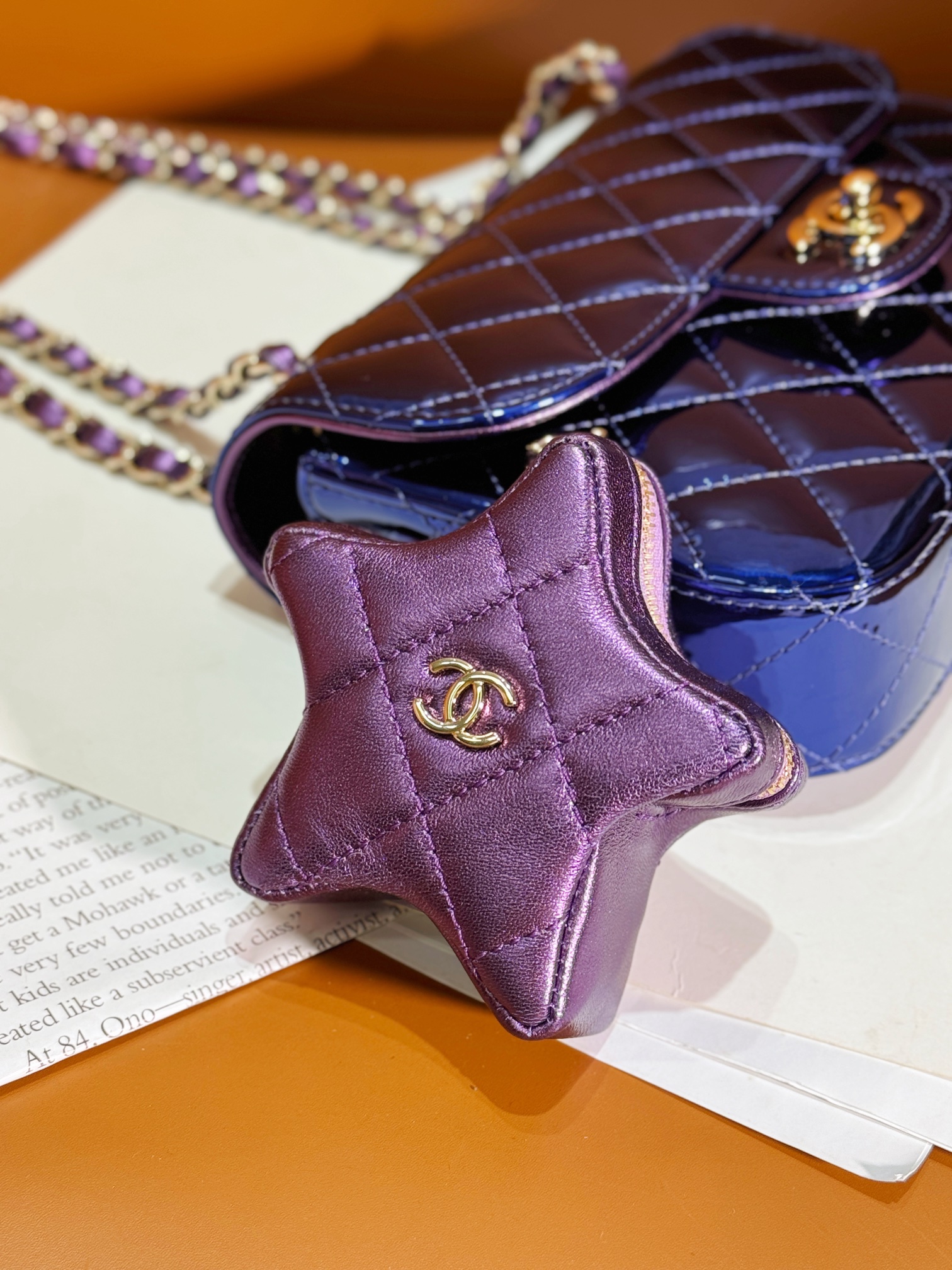 Bagsaaa Ch**el Mini Flap Bag & Star Coin Purse AS4646 Purple - 12.5 × 19 × 5 cm
