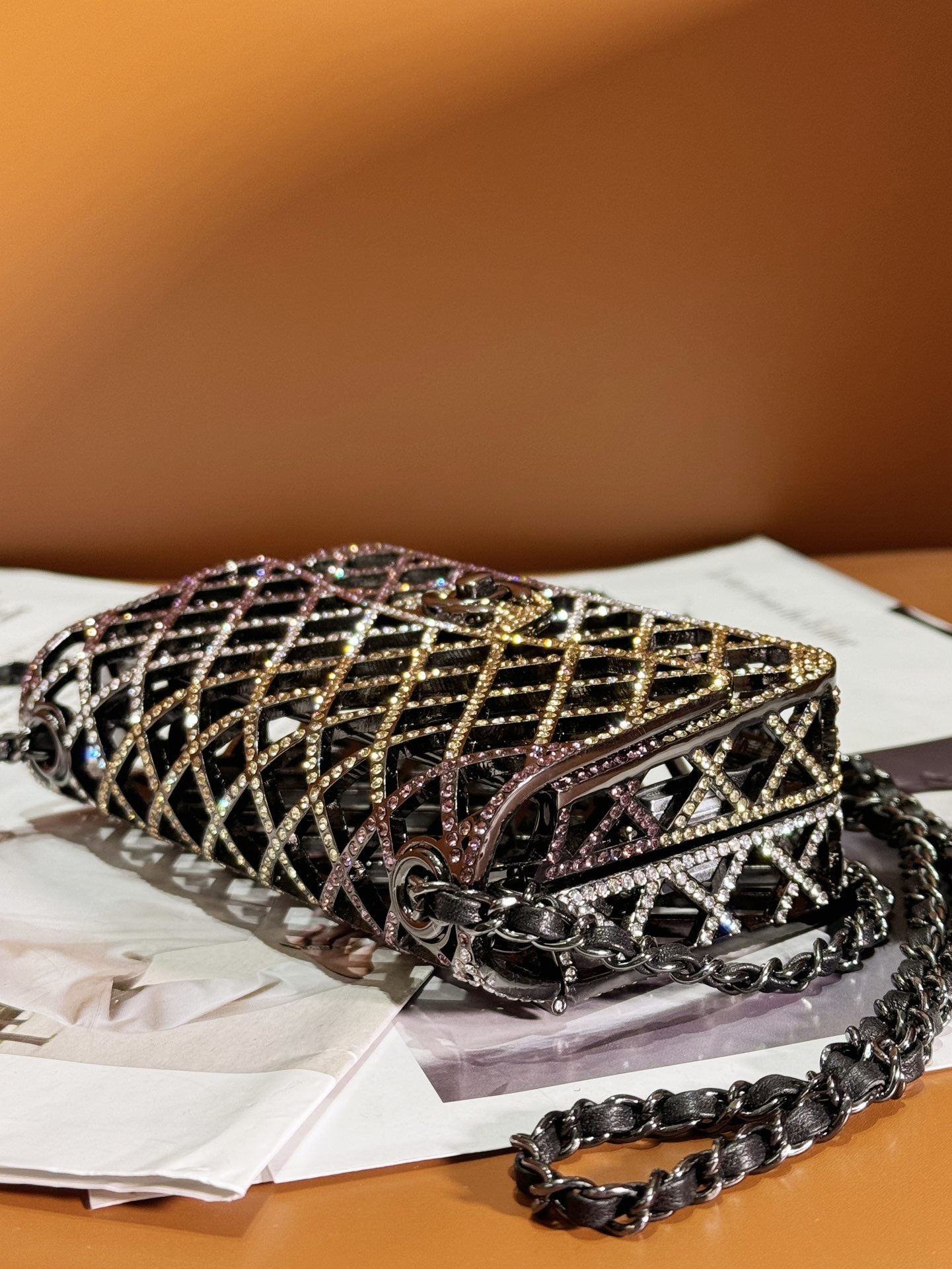 Bagsaaa Ch**el Mini Evening Bag AS4588 NT520 Black & Multicolor - 7.4 × 12 × 5.3 cm