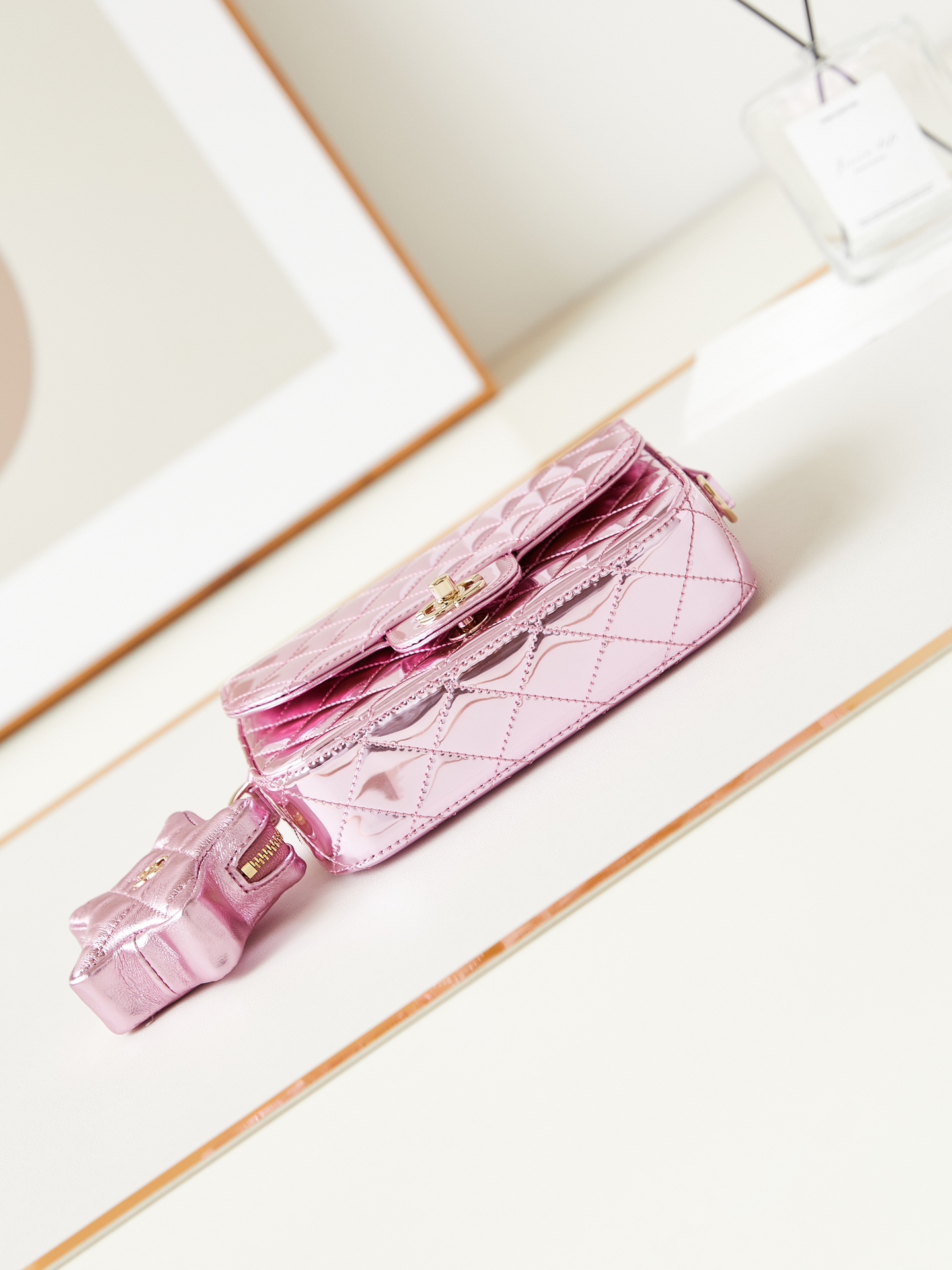 Bagsaaa Ch**el Mini Flap Bag & Star Coin Purse AS4647 Light Purple - 15 × 20 × 6.5 cm