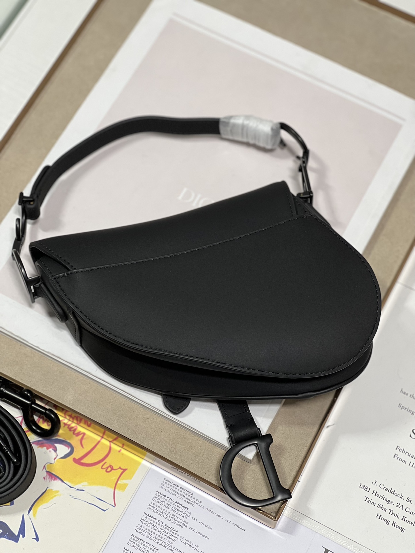 Bagsaaa D10r Mini Saddle Bag With Strap Black Ultramatte Calfskin - 19 x 16 x 5 cm