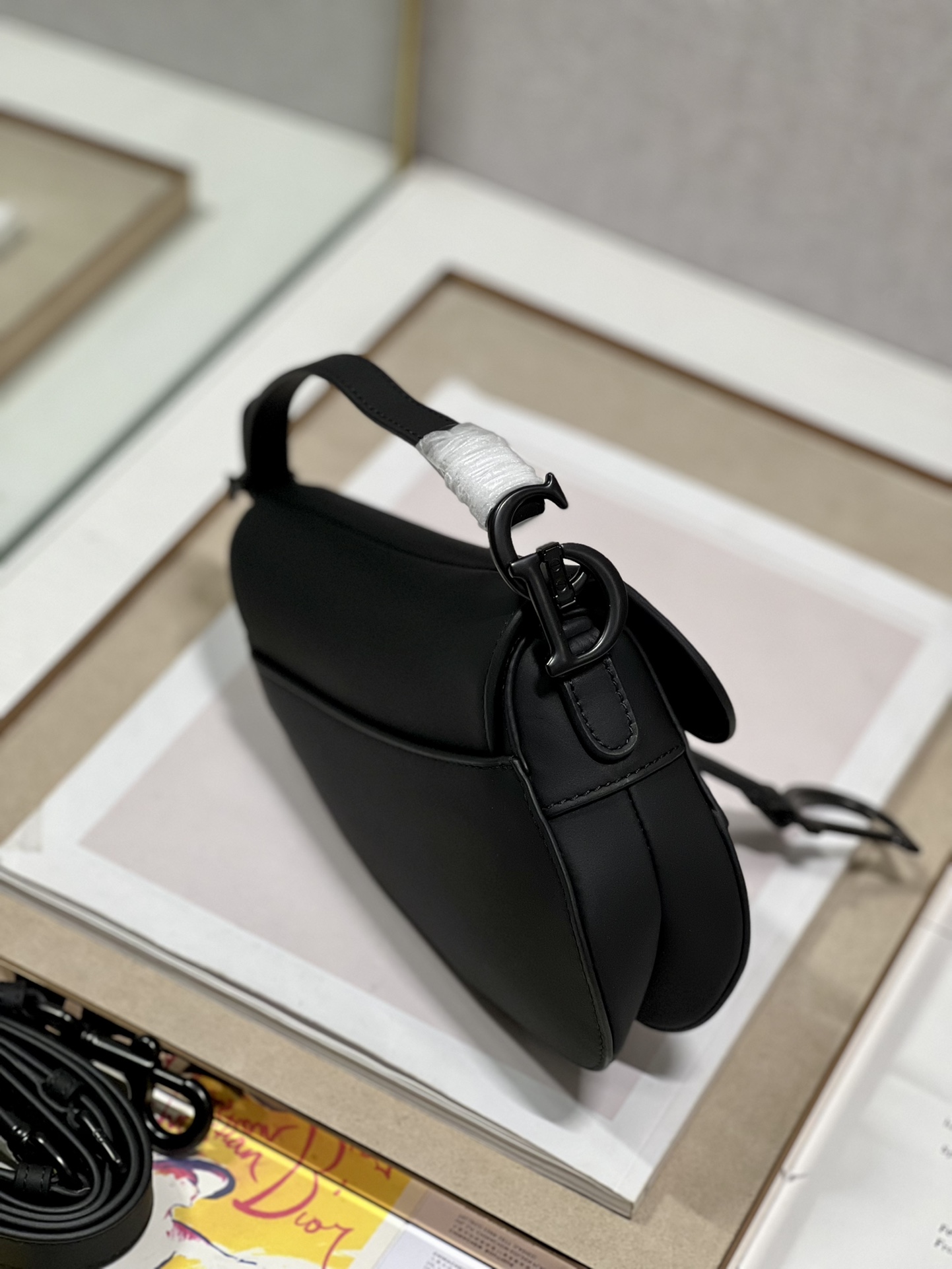 Bagsaaa D10r Mini Saddle Bag With Strap Black Ultramatte Calfskin - 19 x 16 x 5 cm