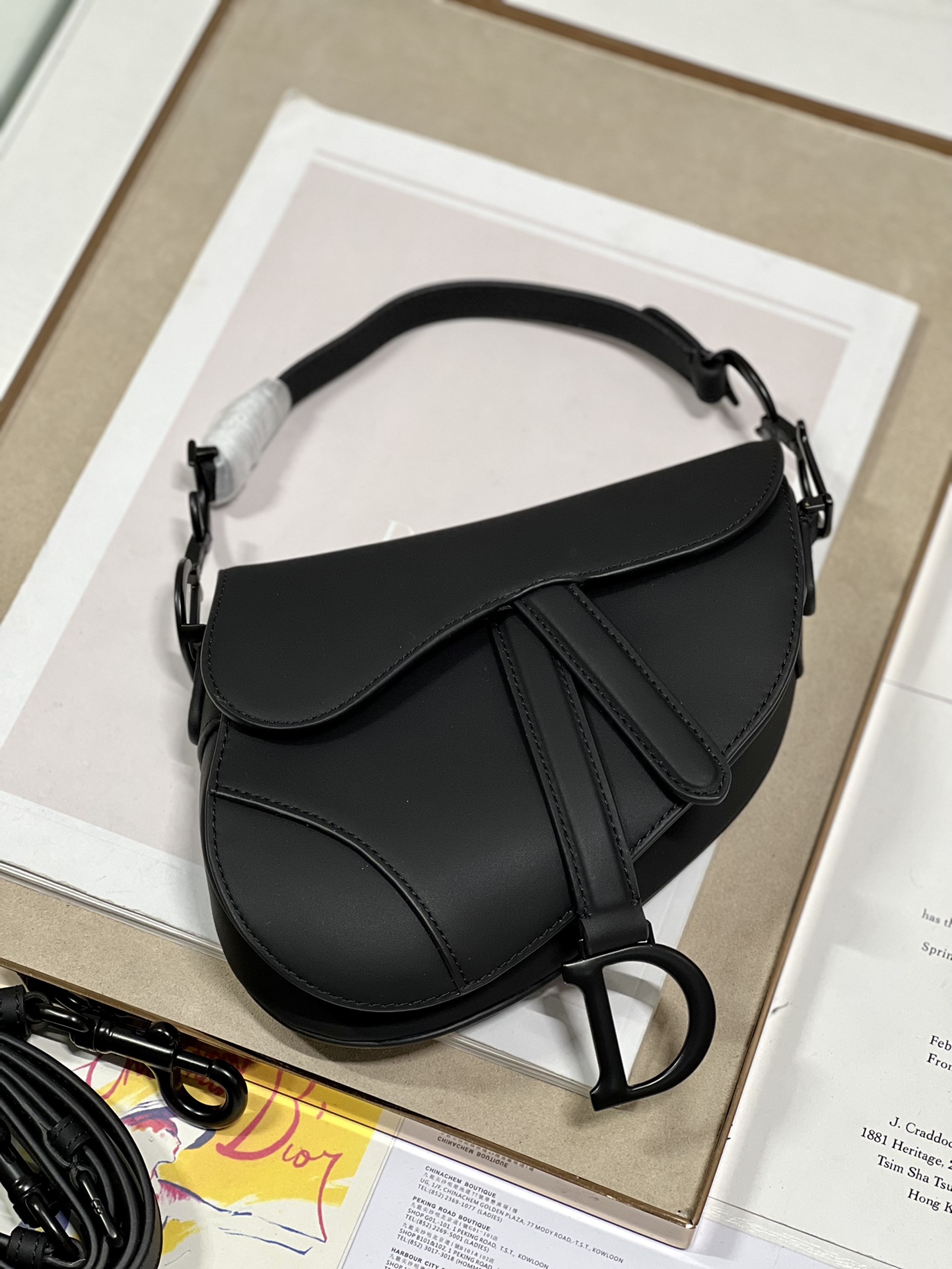Bagsaaa D10r Mini Saddle Bag With Strap Black Ultramatte Calfskin - 19 x 16 x 5 cm