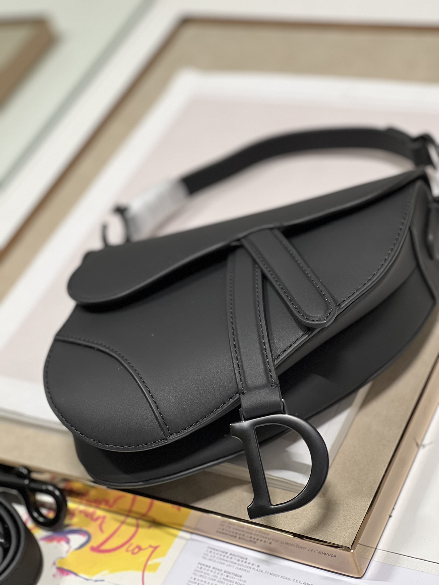 Bagsaaa D10r Mini Saddle Bag With Strap Black Ultramatte Calfskin - 19 x 16 x 5 cm