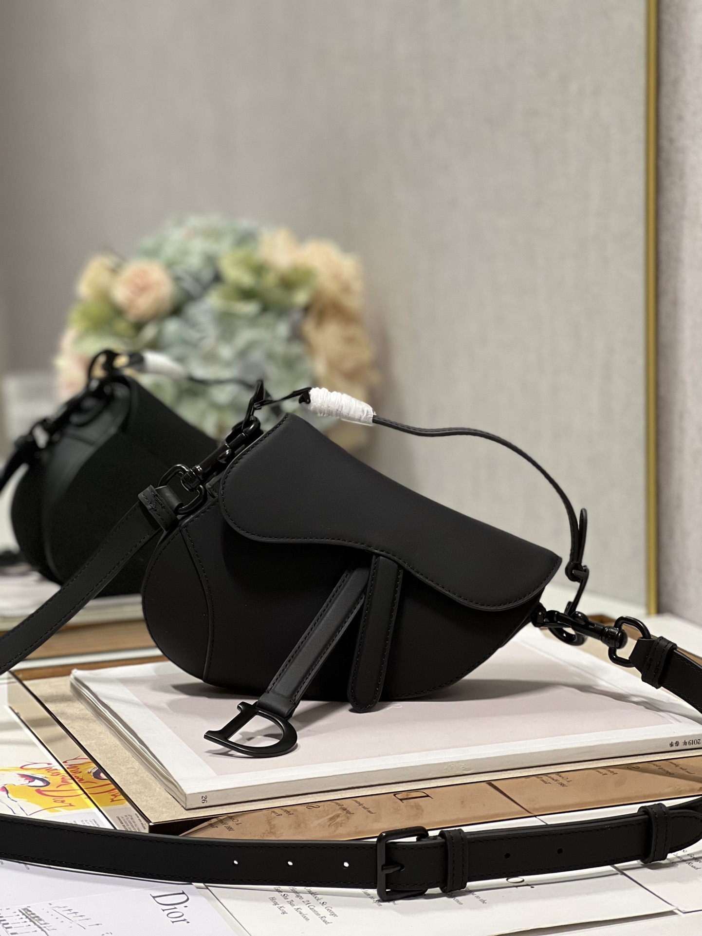 Bagsaaa D10r Mini Saddle Bag With Strap Black Ultramatte Calfskin - 19 x 16 x 5 cm