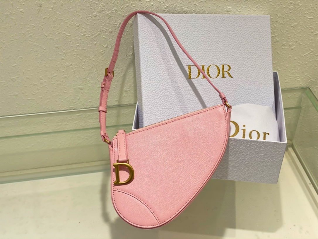 Bagsaaa D10r Saddle Rodeo Pouch Pink Goatskin - 20 x 15 x 4 cm