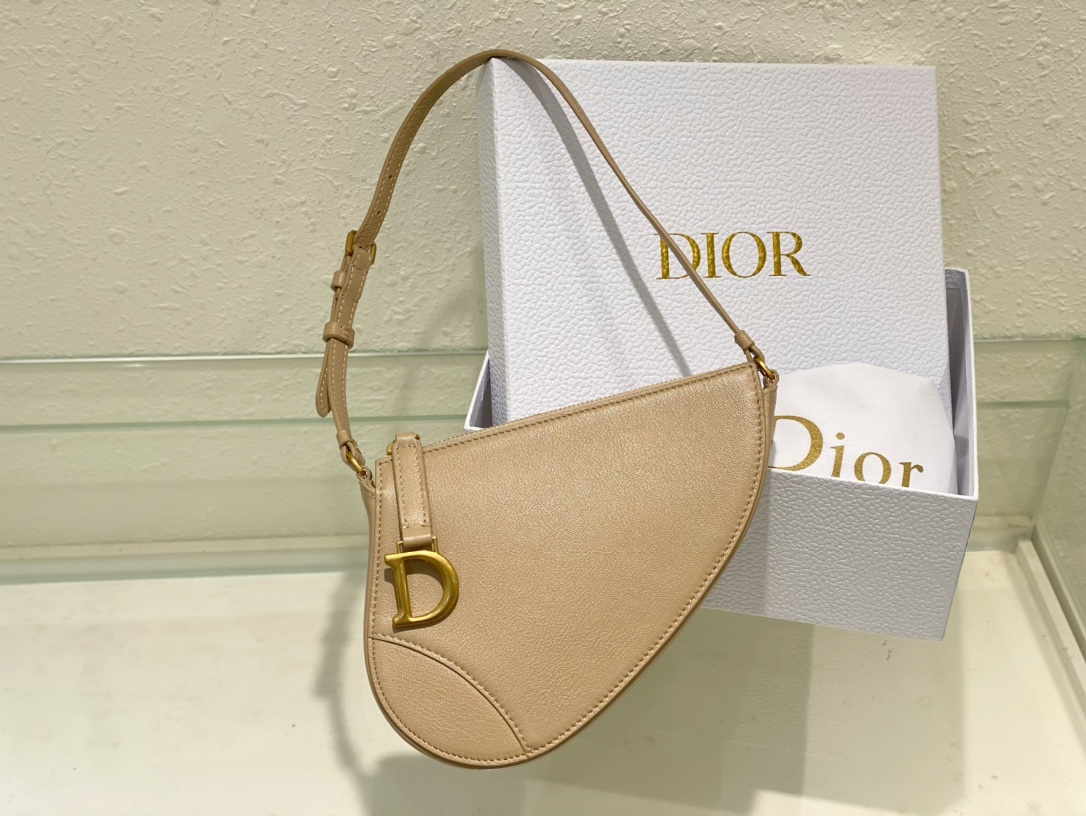 Bagsaaa D10r Saddle Rodeo Pouch Beige Goatskin - 20 x 15 x 4 cm