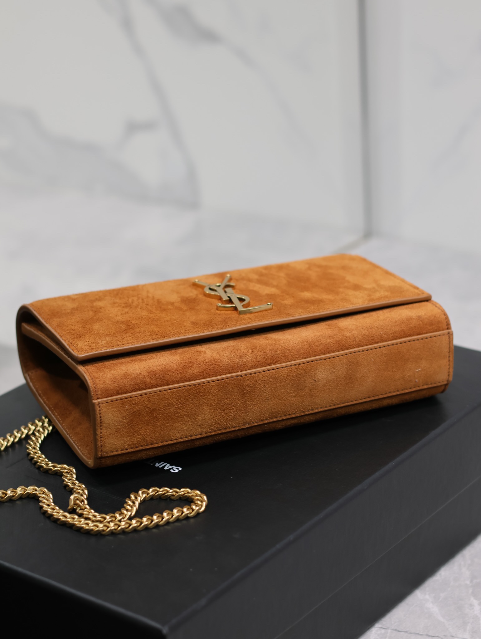 Bagsaaa Y51 Kate Medium In Suede Camel Brown 364021 - 24x14.5x5cm