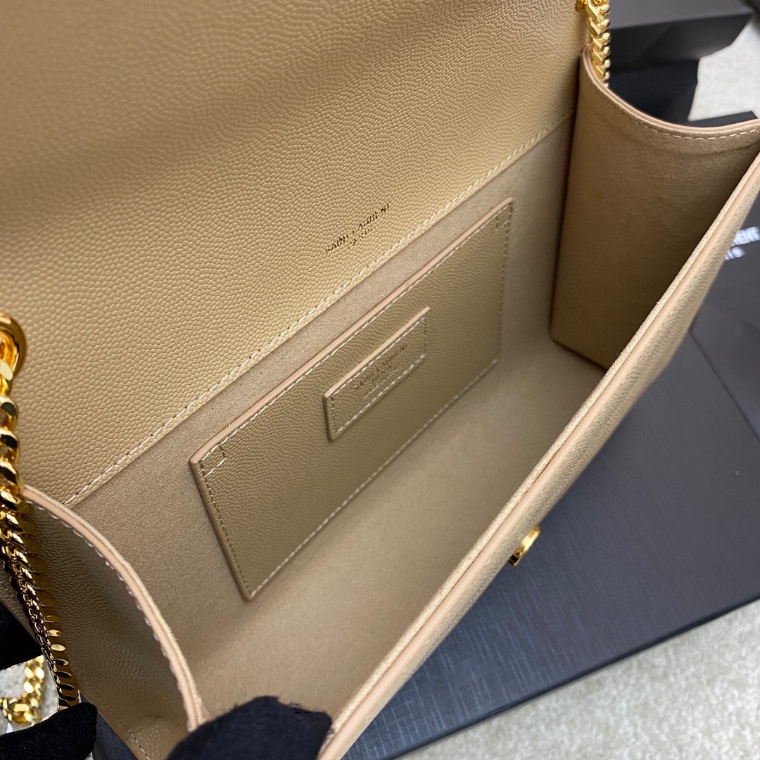 Bagsaaa Y51 Kate Medium In Grain De Poudre Embossed Leather Beige 364021 - 24x14.5x5cm