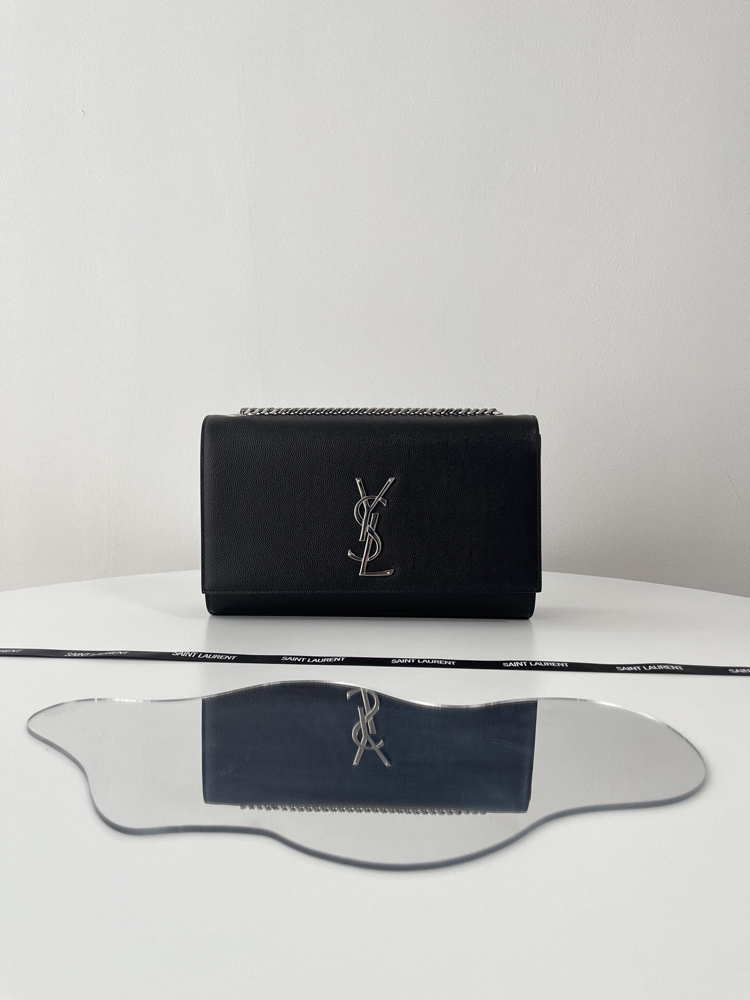 Bagsaaa Y51 Kate Medium In Grain De Poudre Embossed Leather Black/Silver Hardware 364021 - 24x14.5x5cm