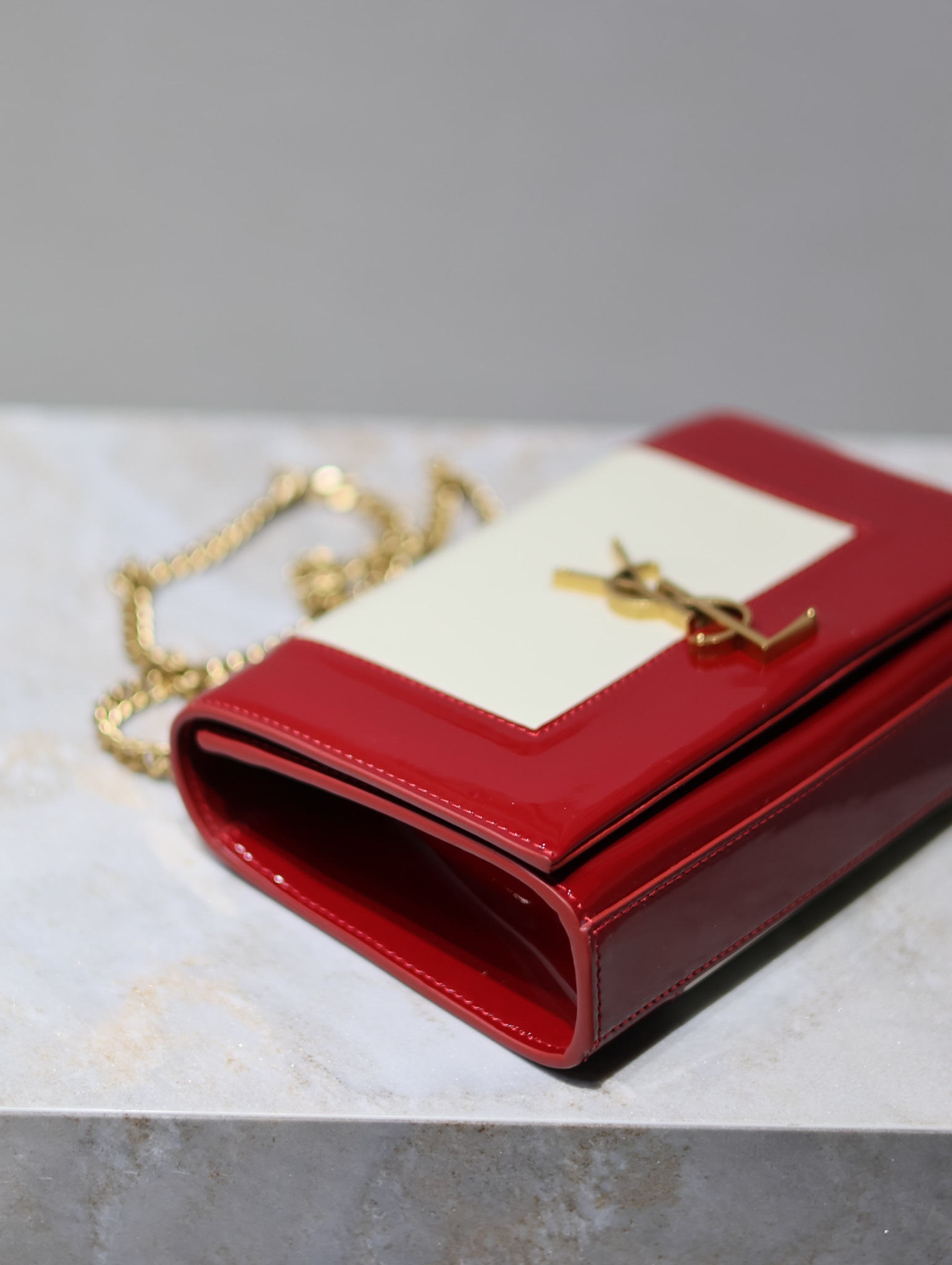Bagsaaa Y51 Kate Small In Nappa Leather White/Red 742580 - 20x13.5x6cm