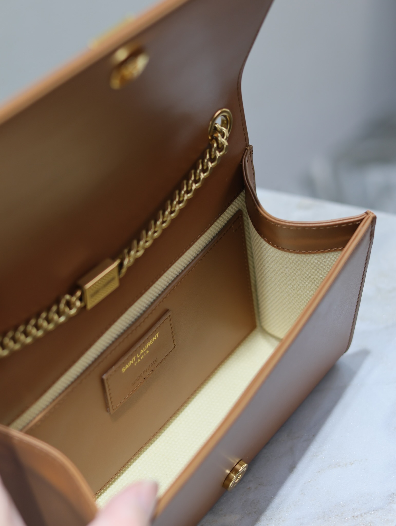 Bagsaaa Y51 Kate Small In Canvas And Leather Brown&Beige 742580 - 20x13.5x6cm