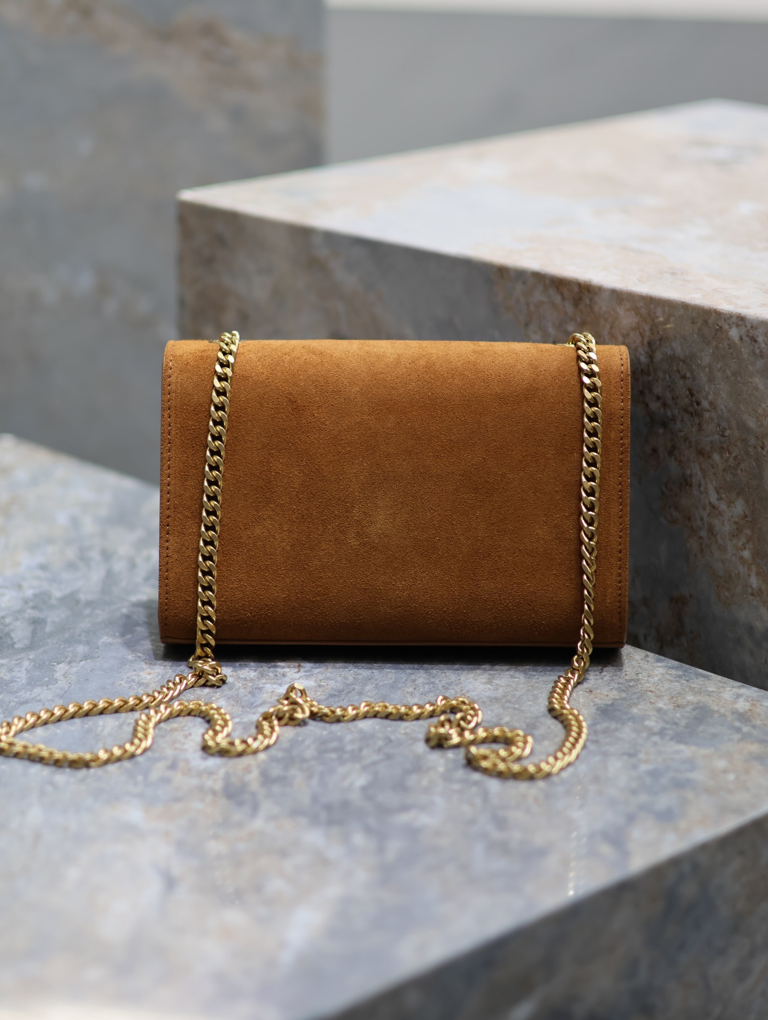 Bagsaaa Y51 Kate Small In Suede 469390 Camel Brown - 20 X 12.5 X 5 CM