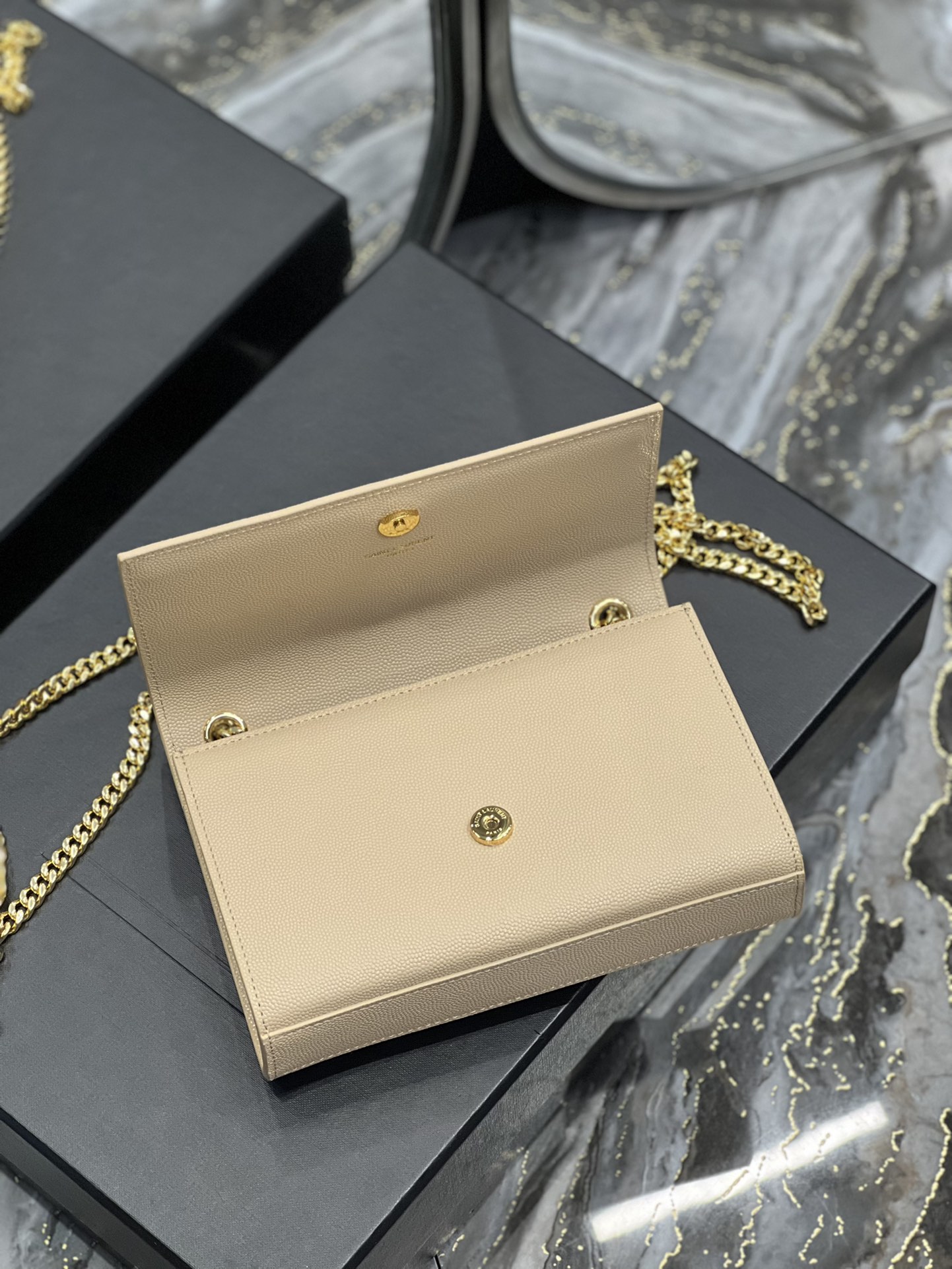 Bagsaaa Y51 Kate Small In Grain De Poudre Embossed Leather 469390 Beige - 20x12,5x5 CM