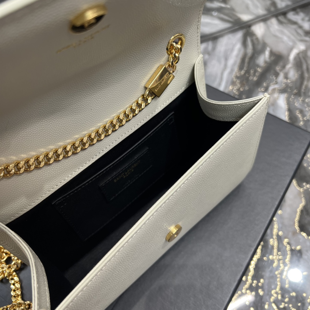 Bagsaaa Y51 Kate Small In Grain De Poudre Embossed Leather 469390 White - 20x12,5x5 CM