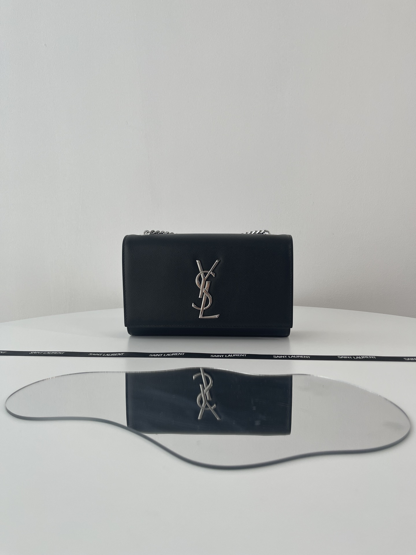 Bagsaaa Y51 Kate Small In Grain De Poudre Embossed Leather 469390 Black/Silver - 20x12,5x5 CM