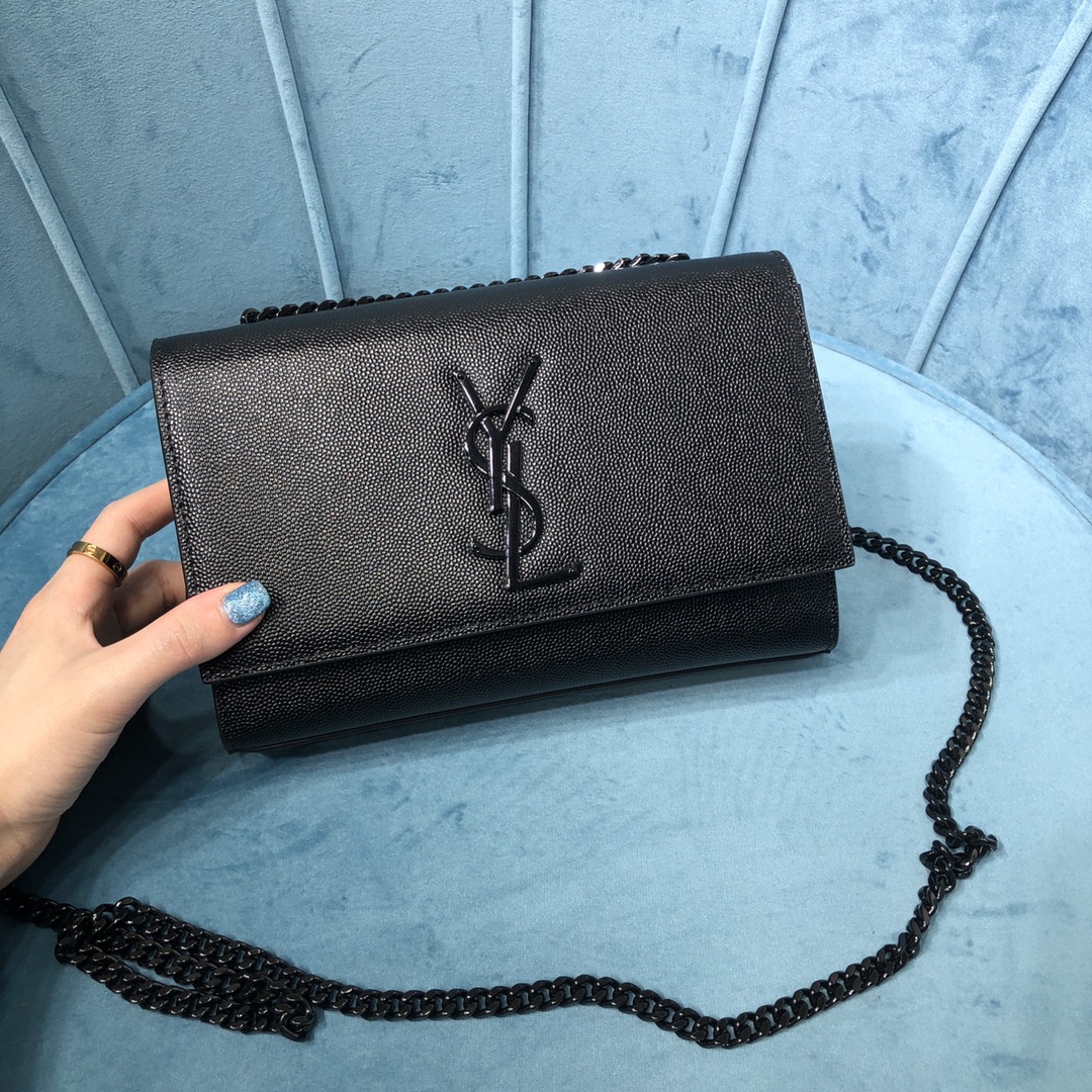 Bagsaaa Y51 Kate Small In Grain De Poudre Embossed Leather 469390 Full Black - 20x12,5x5 CM