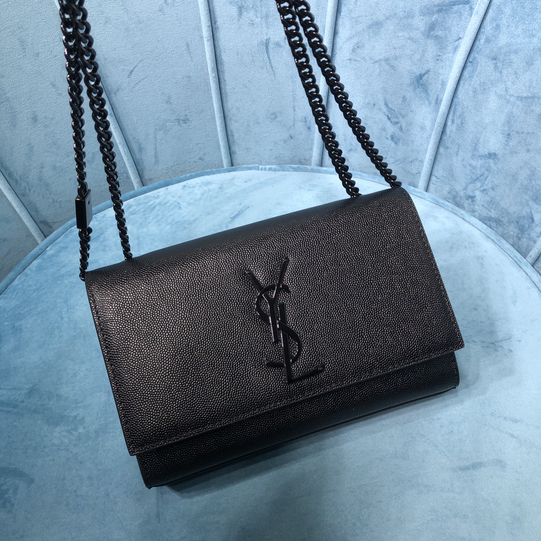Bagsaaa Y51 Kate Small In Grain De Poudre Embossed Leather 469390 Full Black - 20x12,5x5 CM