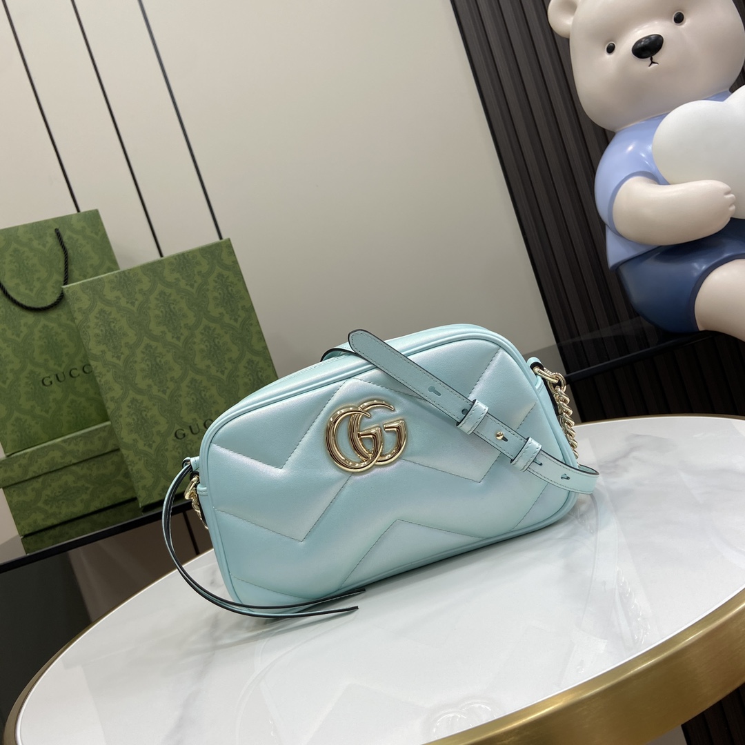 Bagsaaa Gvc*1 GG Marmont Small Shoulder Bag 447632 Blue Iridescent - 24 x 13 x 7cm