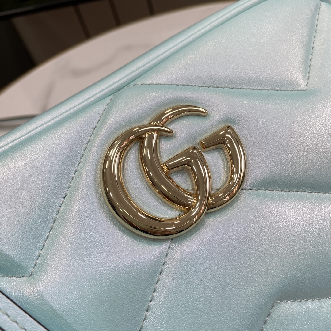 Bagsaaa Gvc*1 GG Marmont Small Shoulder Bag 447632 Blue Iridescent - 24 x 13 x 7cm