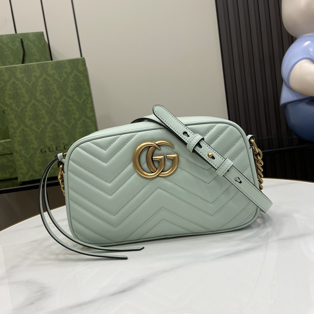 Bagsaaa Gvc*1 GG Marmont Small Shoulder Bag 447632 Pale Green - 24 x 13 x 7cm