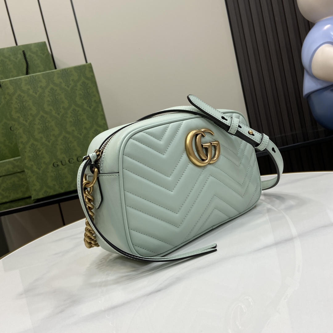 Bagsaaa Gvc*1 GG Marmont Small Shoulder Bag 447632 Pale Green - 24 x 13 x 7cm