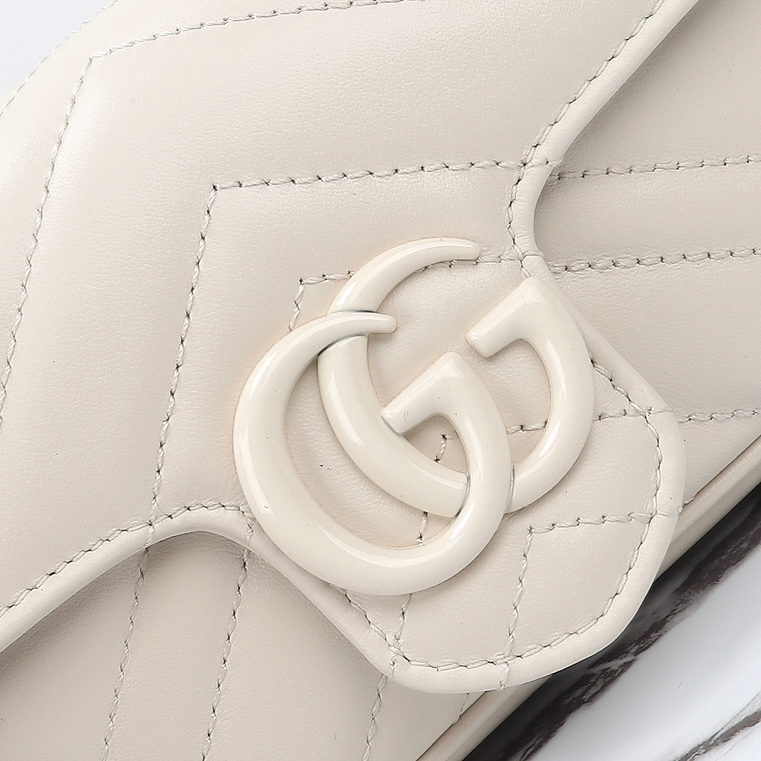 Bagsaaa Gvc*1 GG Marmont S*per Mini Bag 476433 Full White - 16.5x10x4.5cm