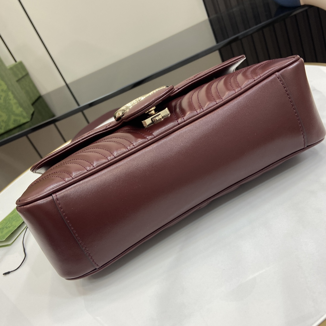 Bagsaaa Gvc*1 GG Marmont Small Shoulder Bag Dark Red 443497 - 26x15x7cm