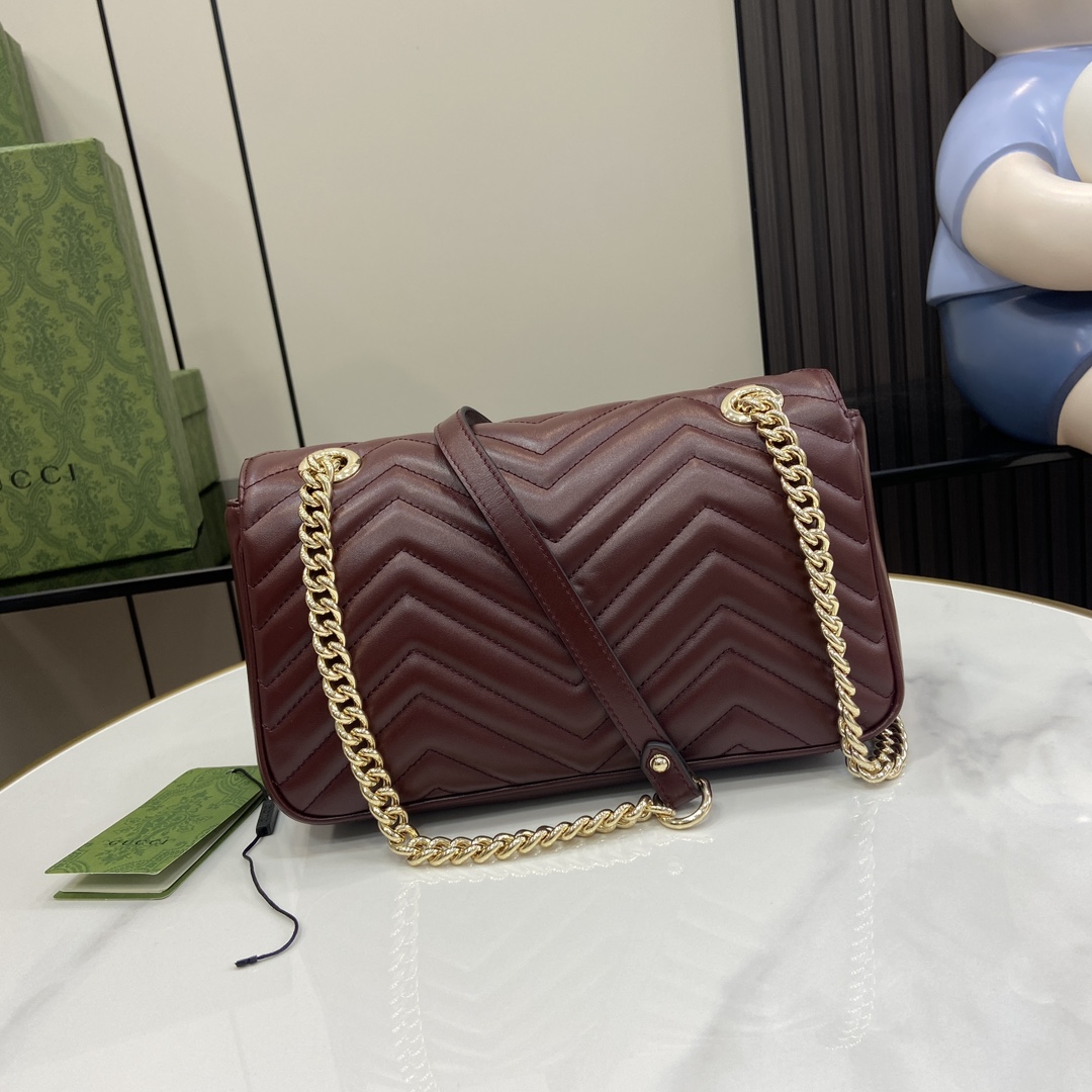 Bagsaaa Gvc*1 GG Marmont Small Shoulder Bag Dark Red 443497 - 26x15x7cm