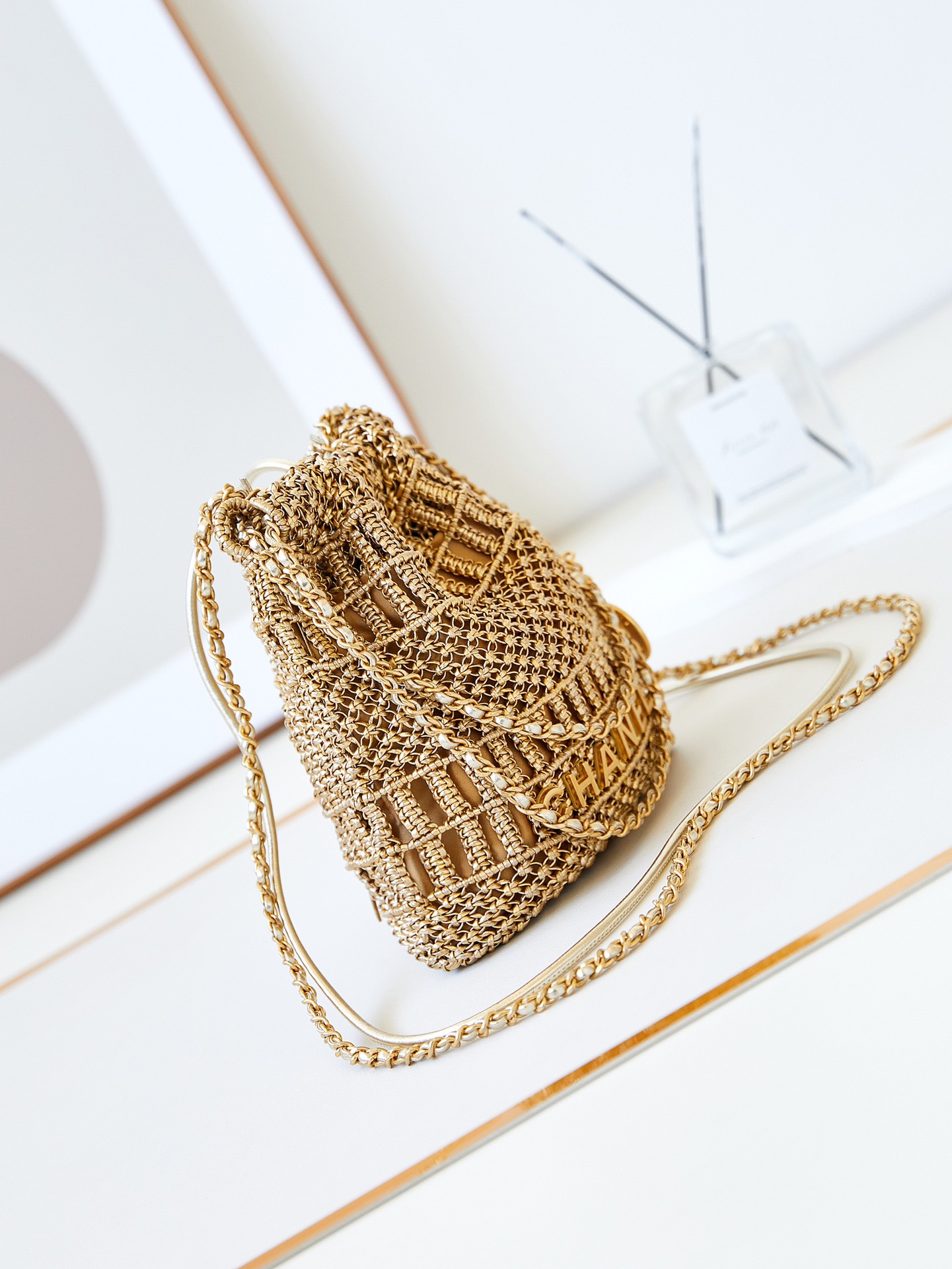 Bagsaaa Ch**el 22 Mini Handbag AS3980 Gold Tone - 20×19×6 Cm