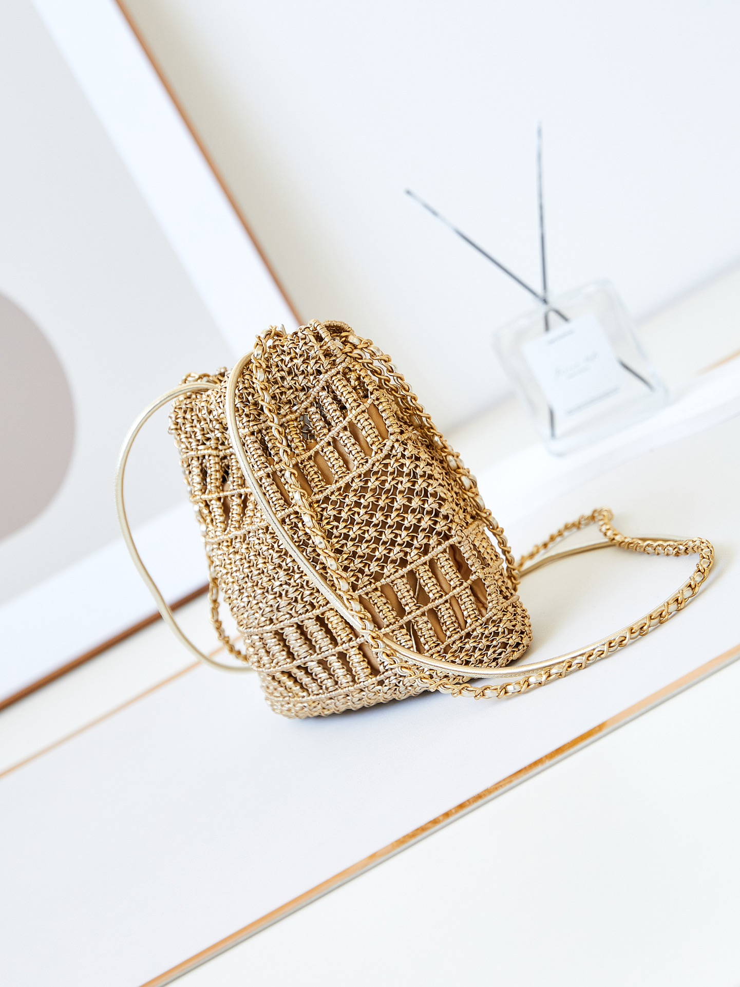 Bagsaaa Ch**el 22 Mini Handbag AS3980 Gold Tone - 20×19×6 Cm