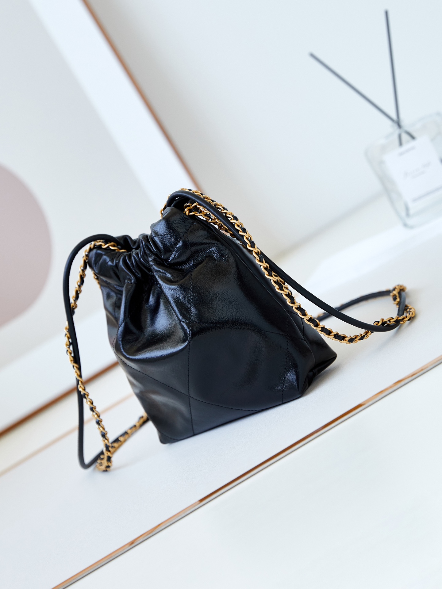 Bagsaaa Ch**el 22 Mini Handbag Black & White Letter AS3980 - 20 × 19 × 6 cm