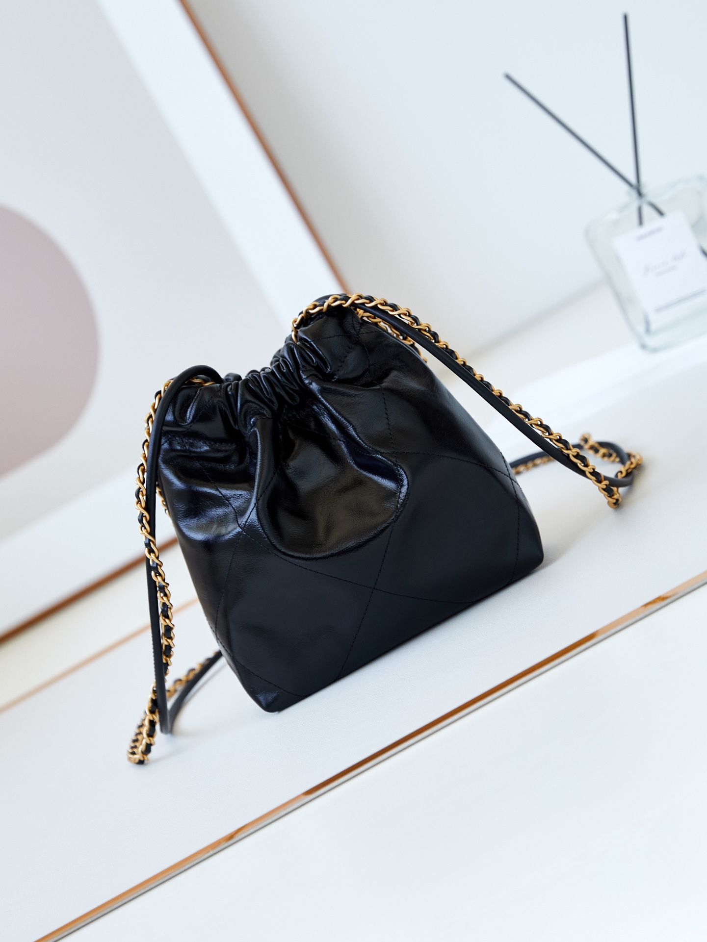 Bagsaaa Ch**el 22 Mini Handbag Black & White Letter AS3980 - 20 × 19 × 6 cm