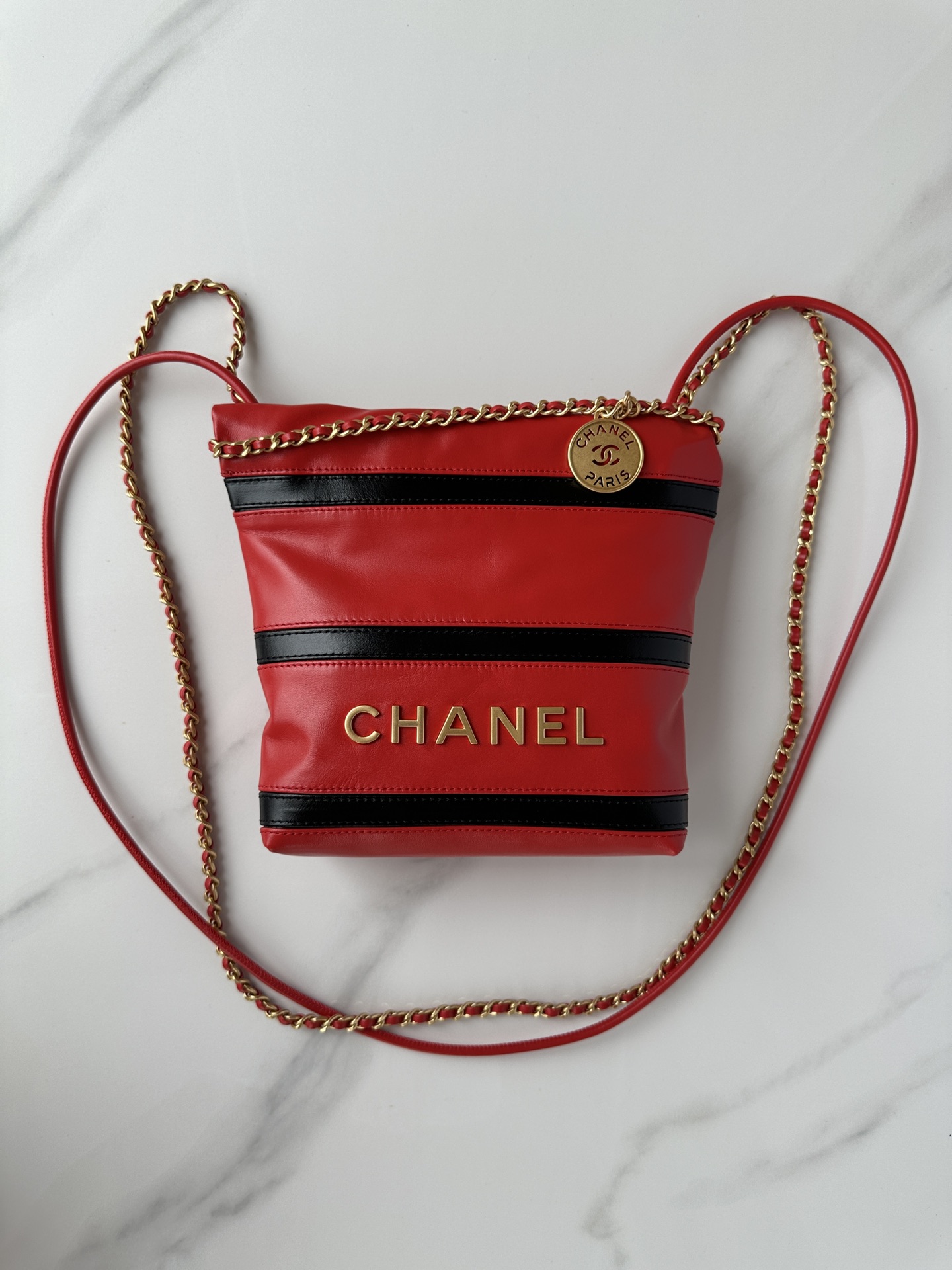 Bagsaaa Ch**el 22 Mini Handbag Red & Black AS3980 - 20 × 19 × 6 cm