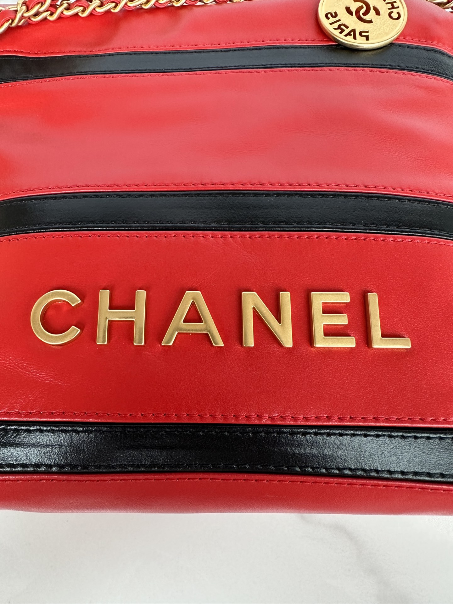 Bagsaaa Ch**el 22 Mini Handbag Red & Black AS3980 - 20 × 19 × 6 cm
