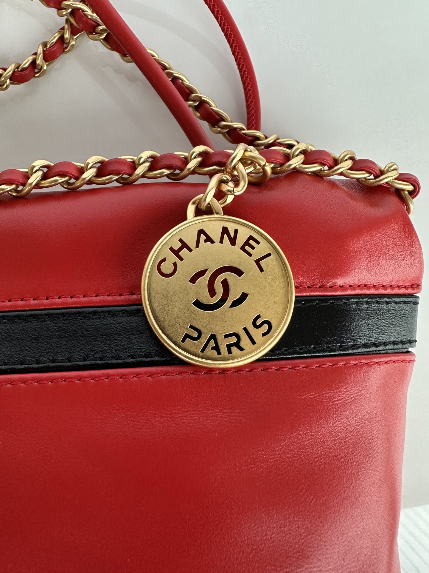 Bagsaaa Ch**el 22 Mini Handbag Red & Black AS3980 - 20 × 19 × 6 cm