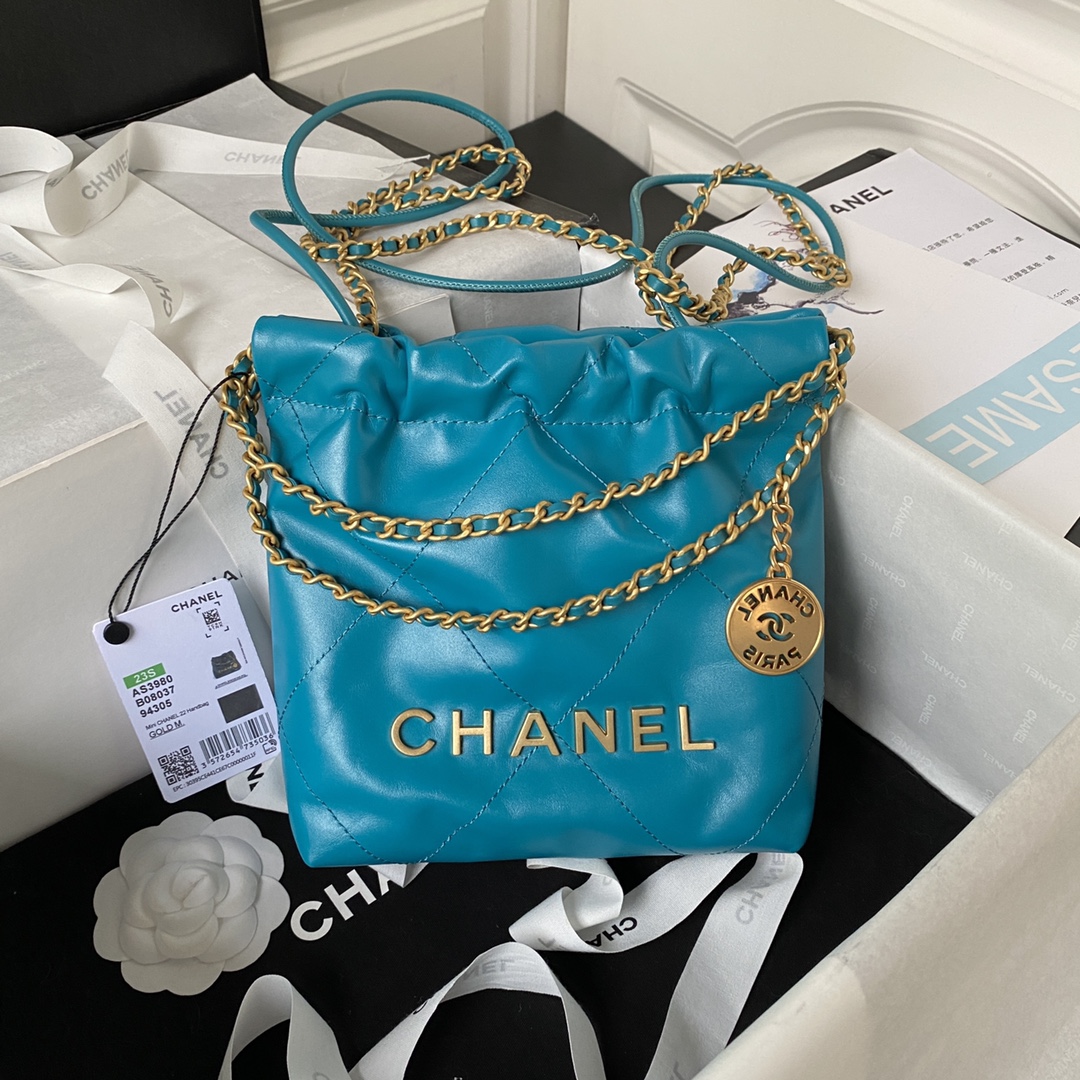Bagsaaa Ch**el 22 Mini Handbag Blue AS3980 - 20 × 19 × 6 cm